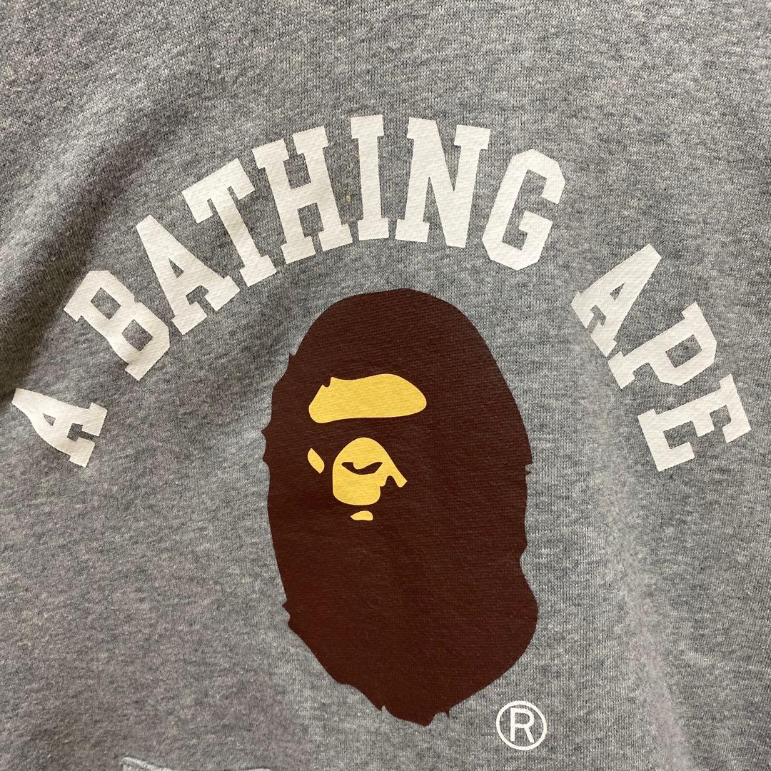アベイシングエイプ パーカー BAPE カレッジロゴ L グレー
