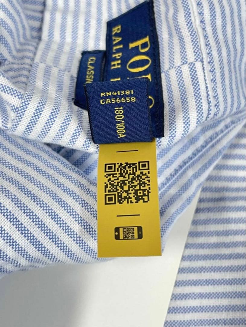 【新品】Polo Ralph Lauren 長袖 青白ストライプシャツ
