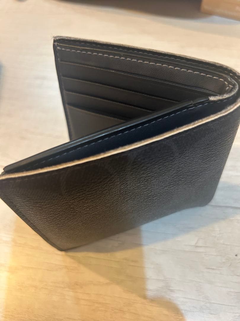 COACH二つ折り財布 紺 レザー