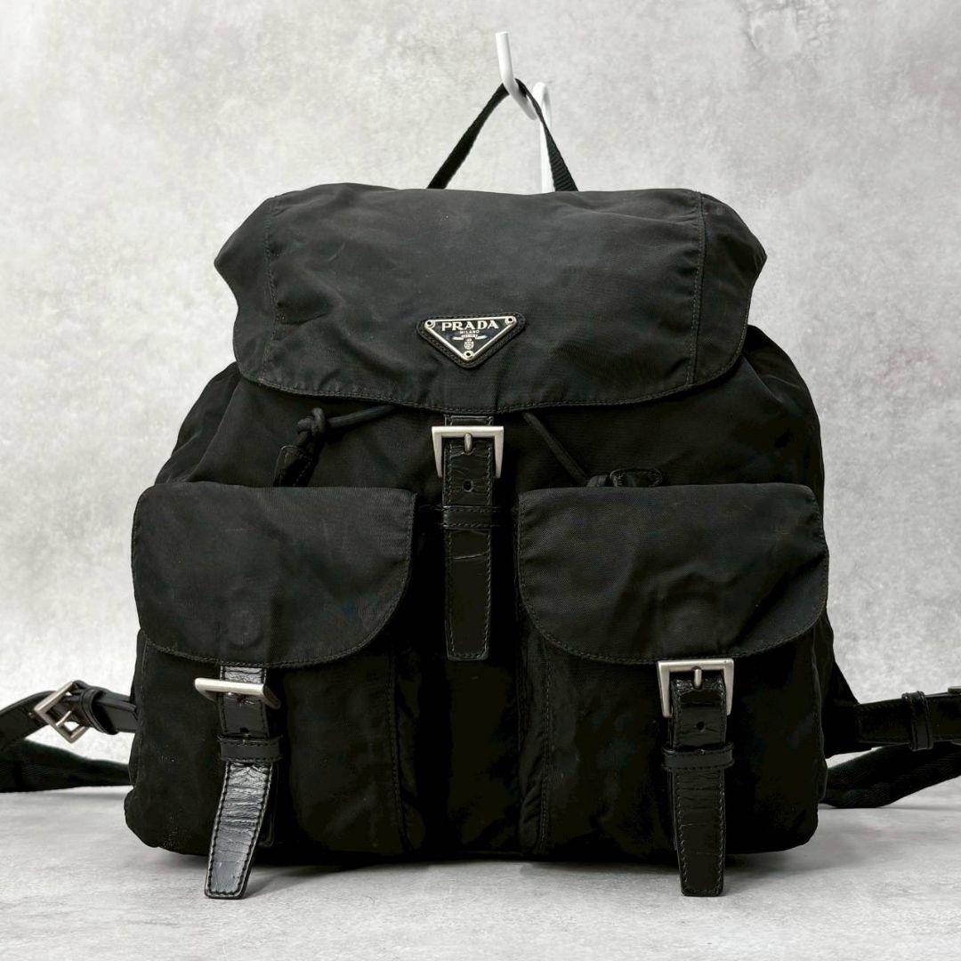 美品✨PRADA プラダ リュック バックパック ナイロン 三角ロゴ 黒