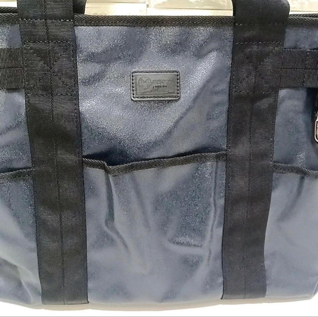 森野帆布帆布×レザー×ナイロン2wayトートバッグ紺