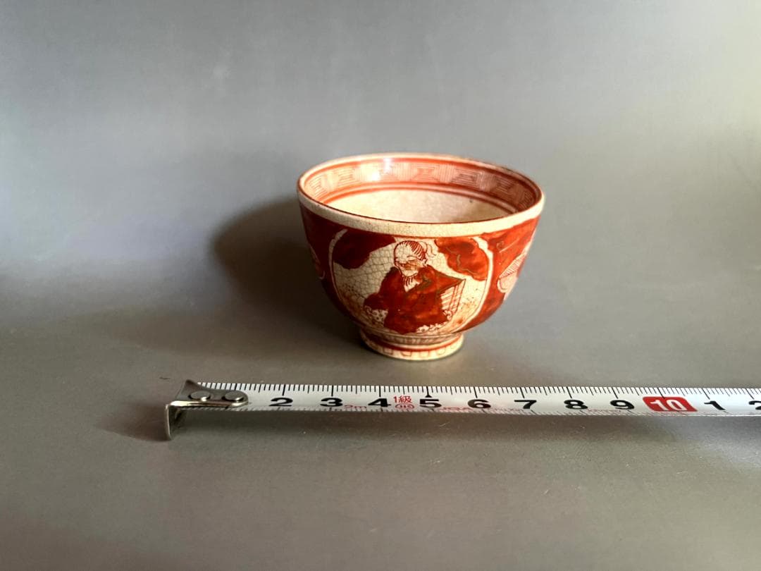 猪口■古九谷焼き 人物赤絵杯 江戸後期～明治期 酒杯 古美術 時代物 骨董品■