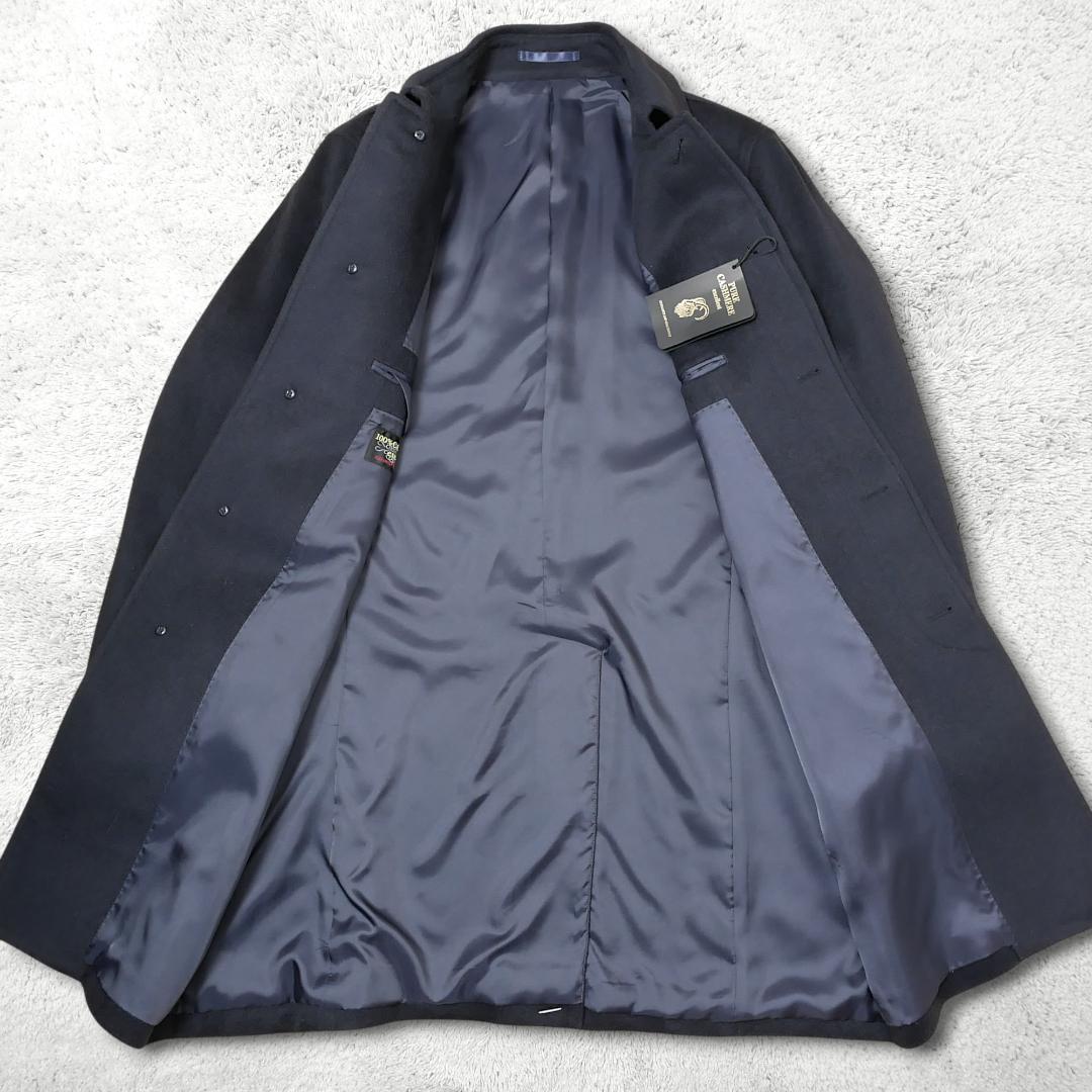 新品タグ付き【カシミヤ100%】ステンカラーコート LL 比翼 最高級 濃紺