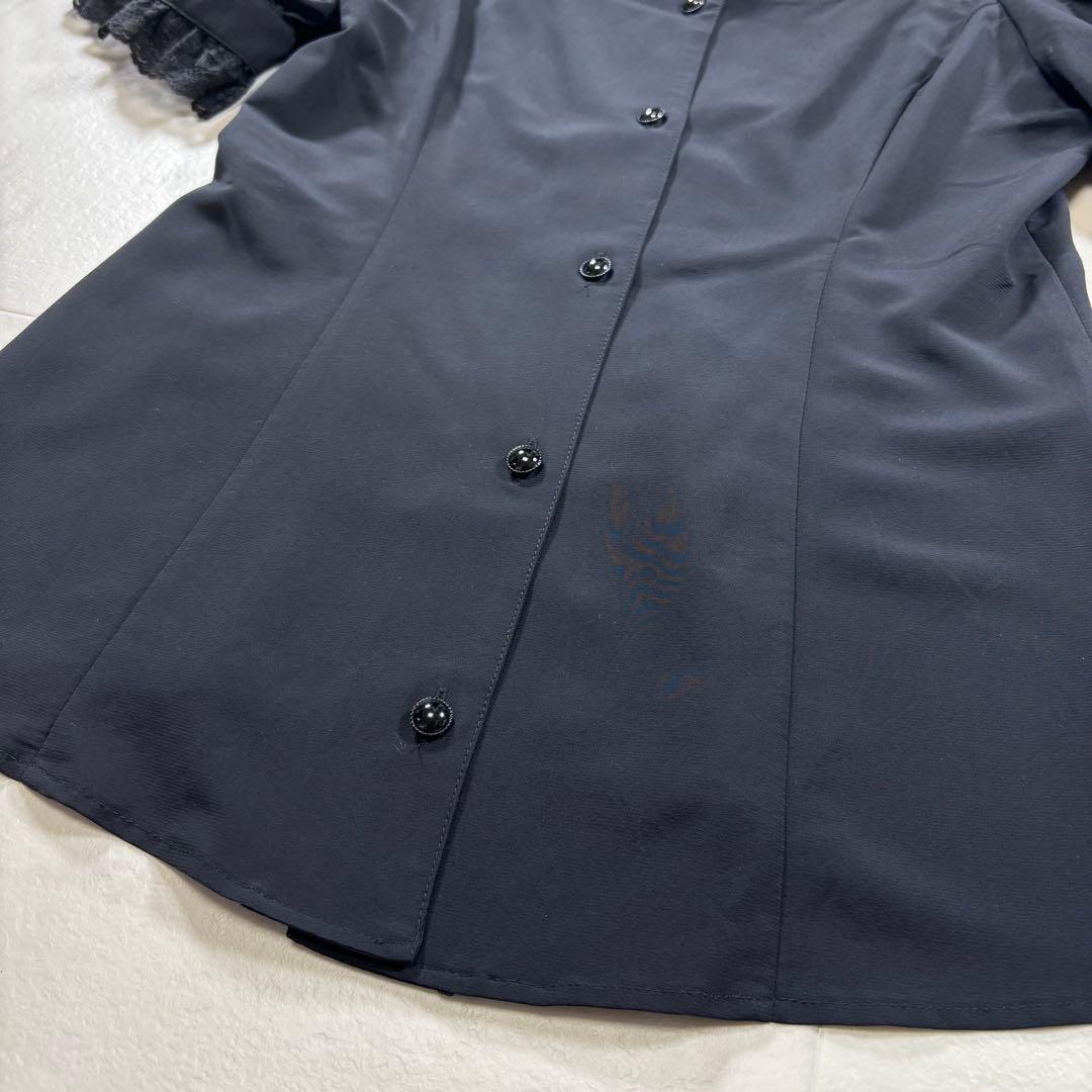 【美品】MIHO MATSUDA パフスリーブブラウス フリル レース 黒