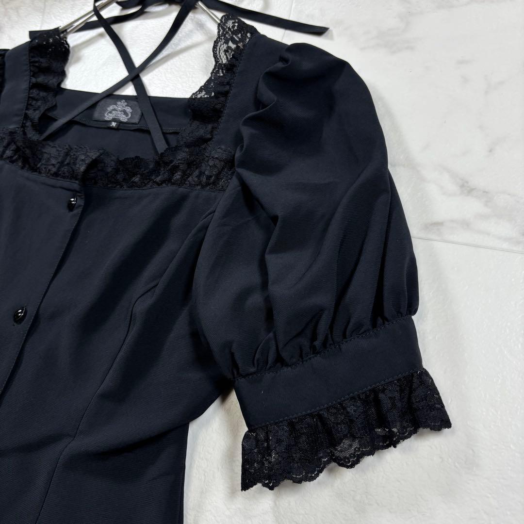 【美品】MIHO MATSUDA パフスリーブブラウス フリル レース 黒