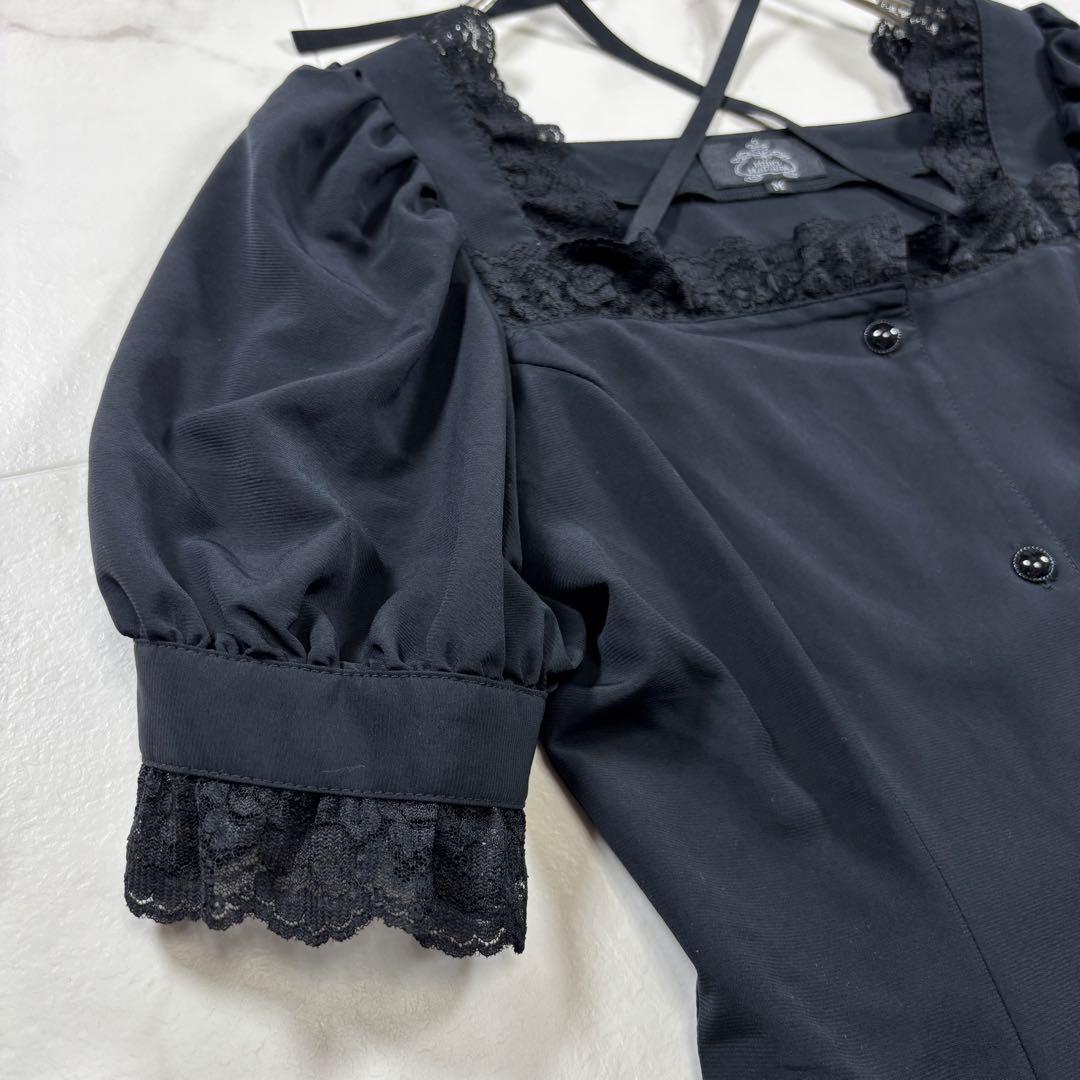 【美品】MIHO MATSUDA パフスリーブブラウス フリル レース 黒