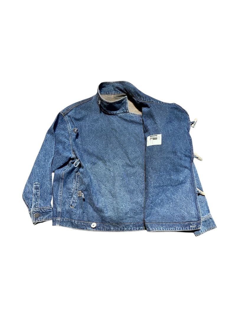 80s KENSHOABE 511ケンショウアベ 変形デニムライダースジャケット