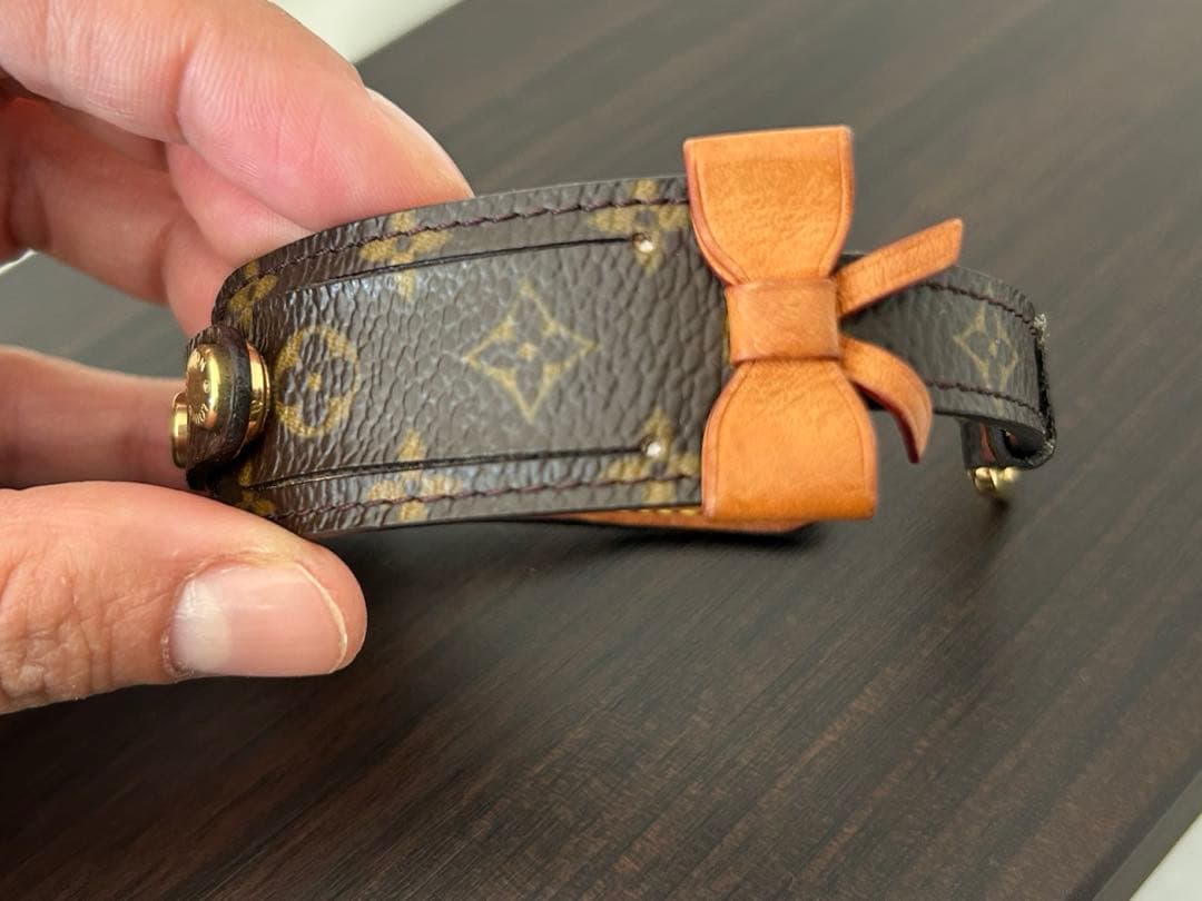 Louis Vuitton ブラウンレザー リボンブレスレット