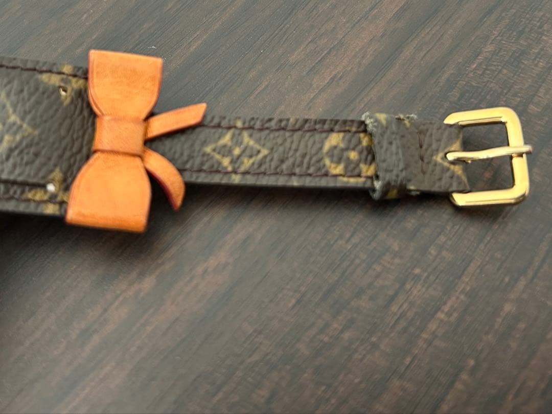 Louis Vuitton ブラウンレザー リボンブレスレット