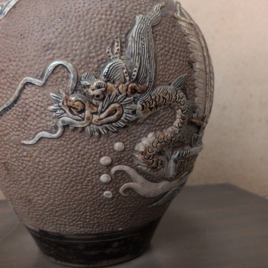 アンティーク　明治時代　花瓶　龍