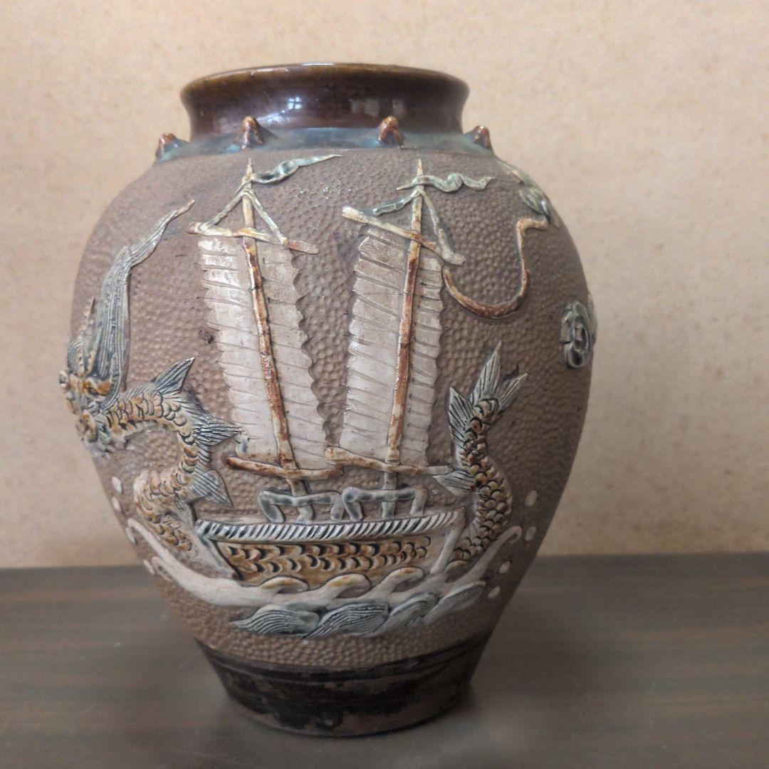 アンティーク　明治時代　花瓶　龍
