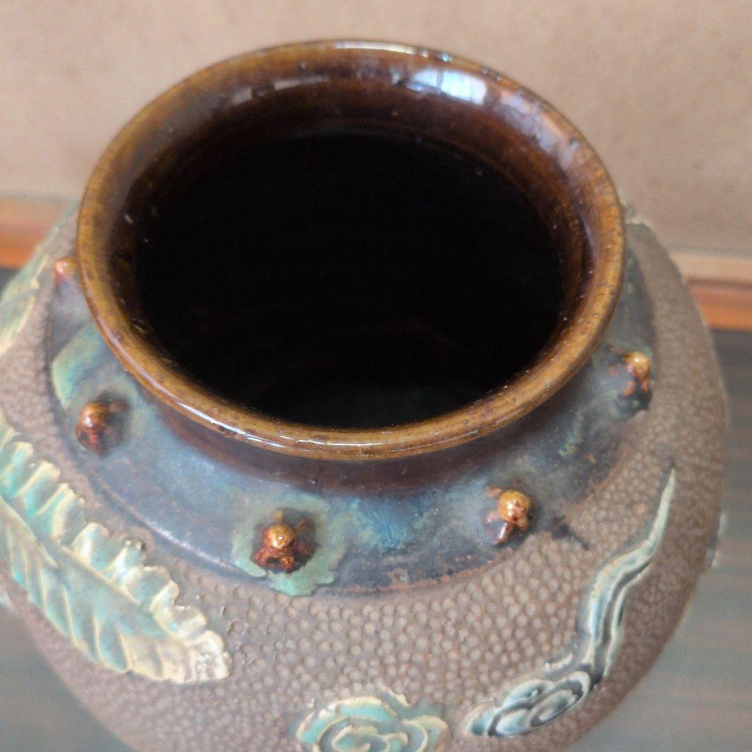 アンティーク　明治時代　花瓶　龍