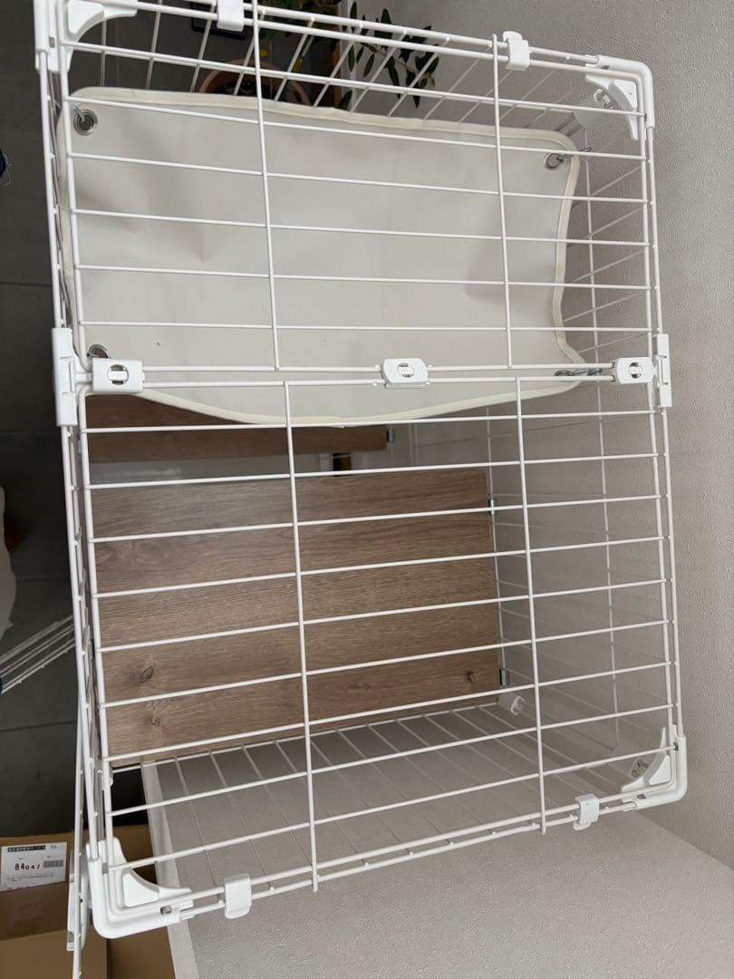 キャットケージ ホワイト 2段構造 ハンモック付き