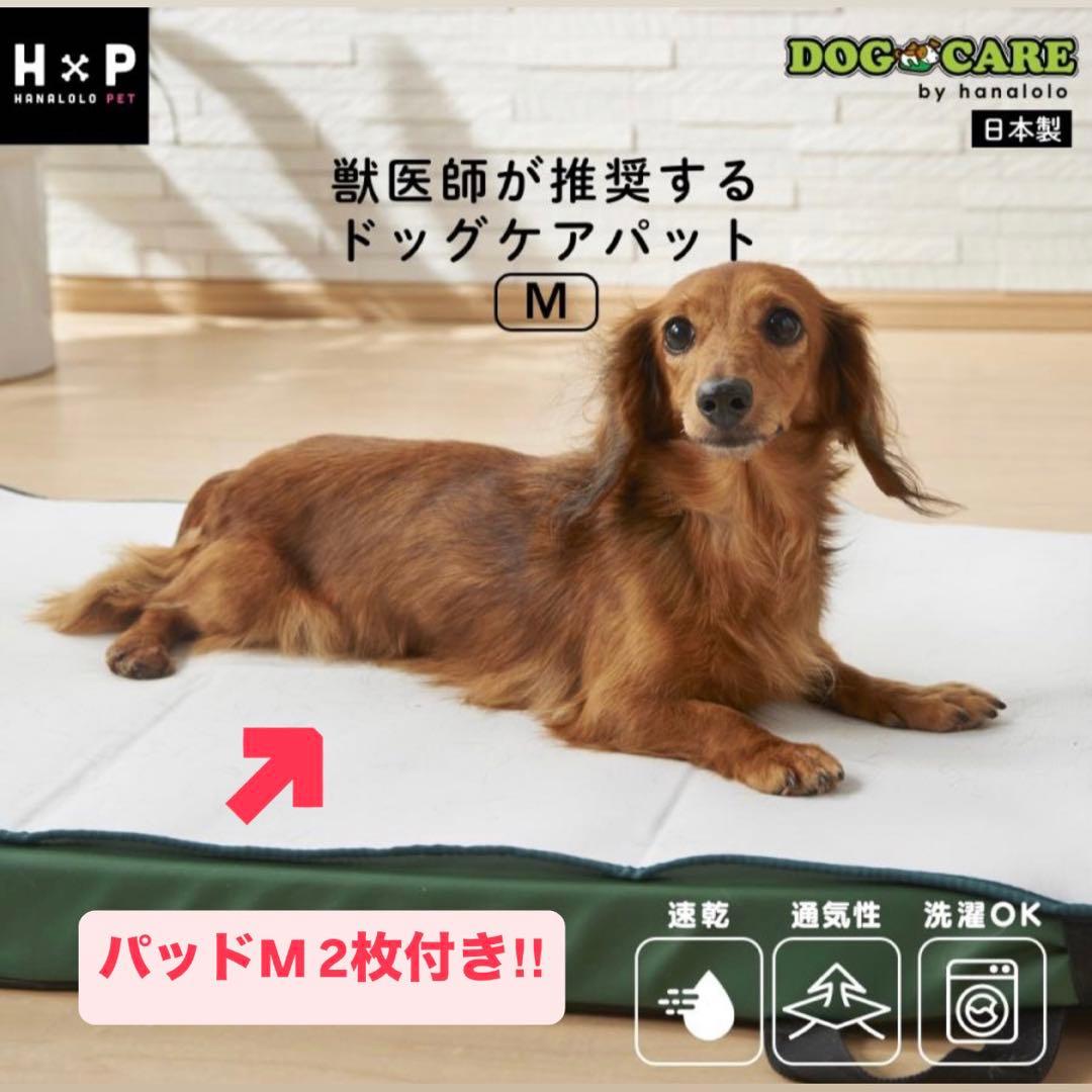 Mサイズ パッド2枚付き★ハナロロ ドッグケア防水マットレス床ずれ防止犬用ベッド