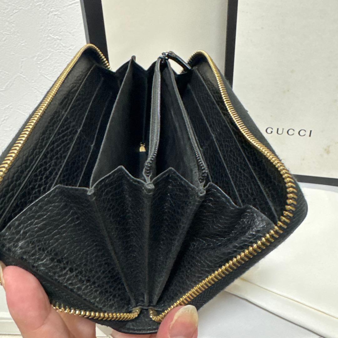 グッチ　長財布　ラウンドファスナー　マーモント　ブラック