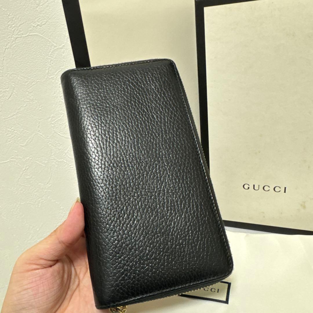 グッチ　長財布　ラウンドファスナー　マーモント　ブラック