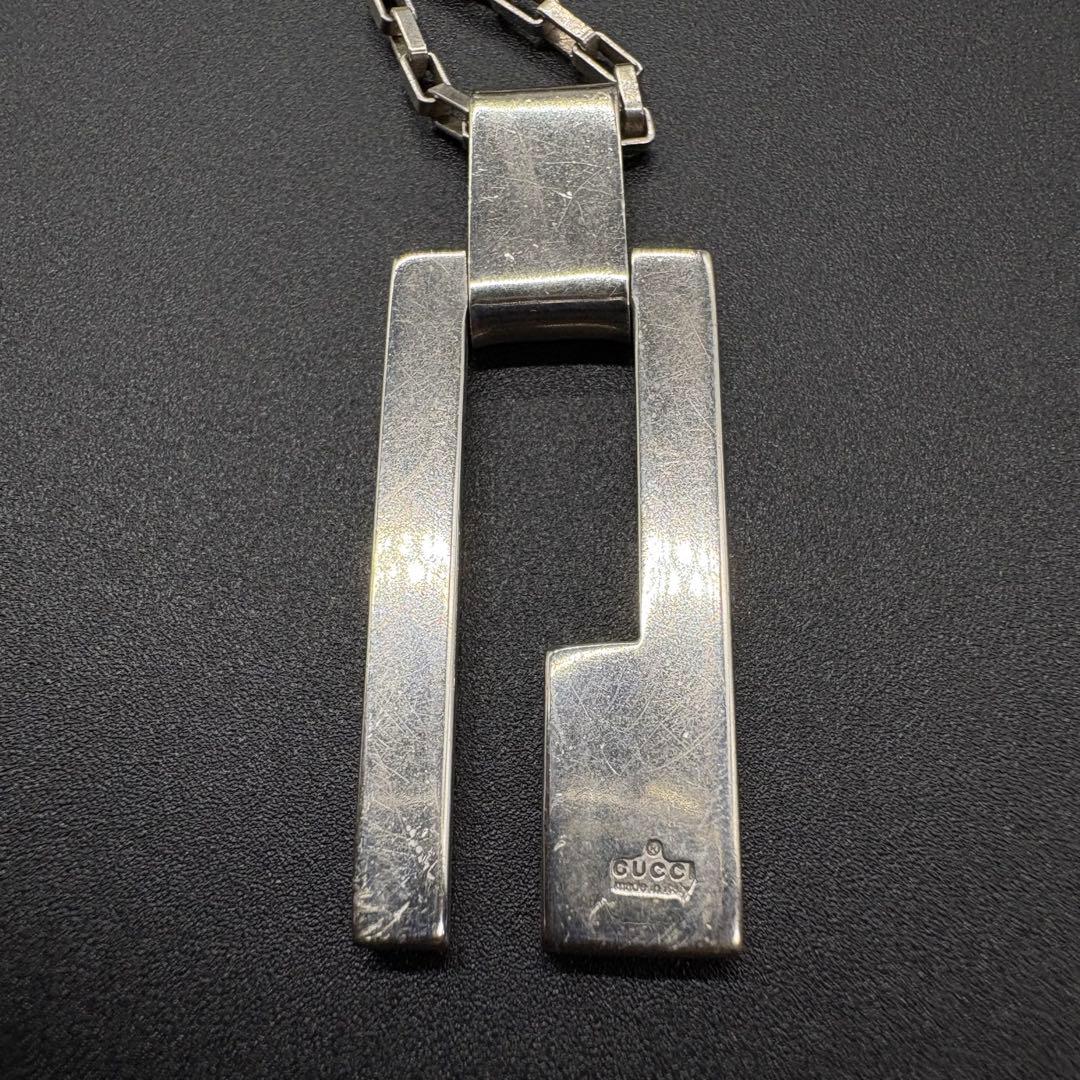 【美品】GUCCI グッチ ネックレス Gロゴ プレート シルバー　830