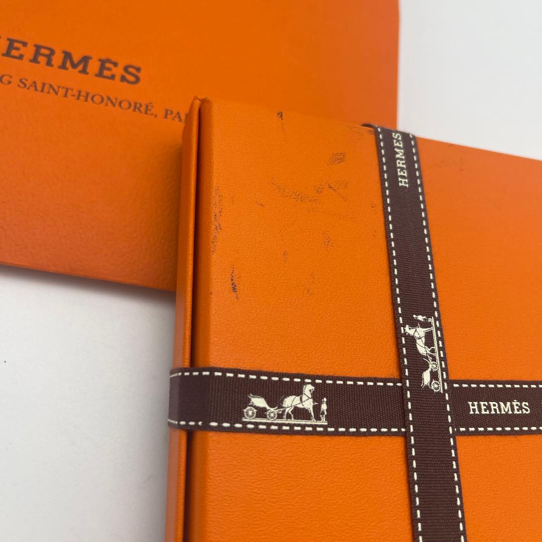 新品　HERMES ネイビー Hロゴ タオルハンカチ