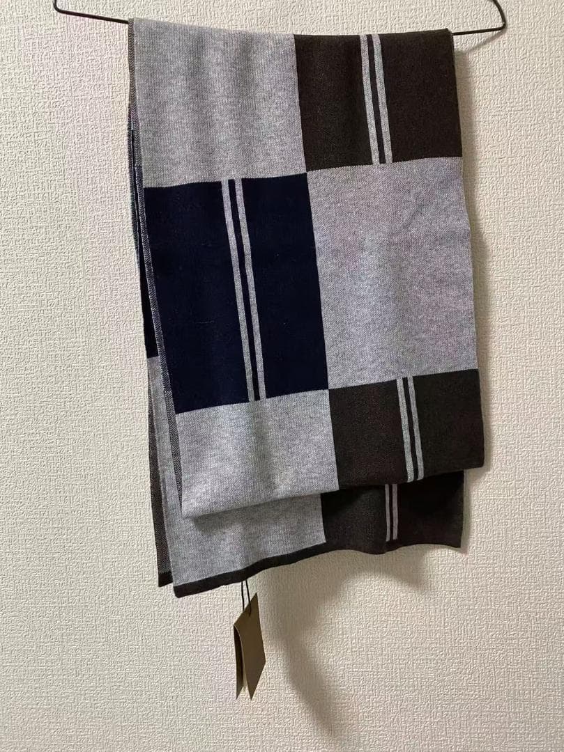 BURBERRY ナイト馬 ウールマフラー ブラウン×グレー バーバリー y