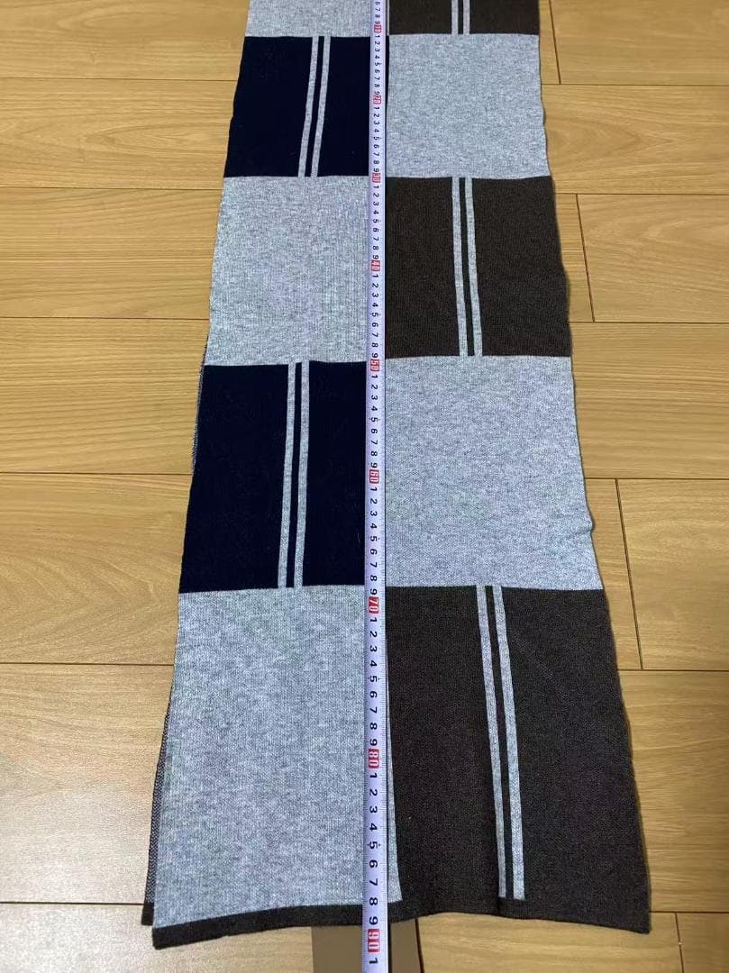 BURBERRY ナイト馬 ウールマフラー ブラウン×グレー バーバリー y