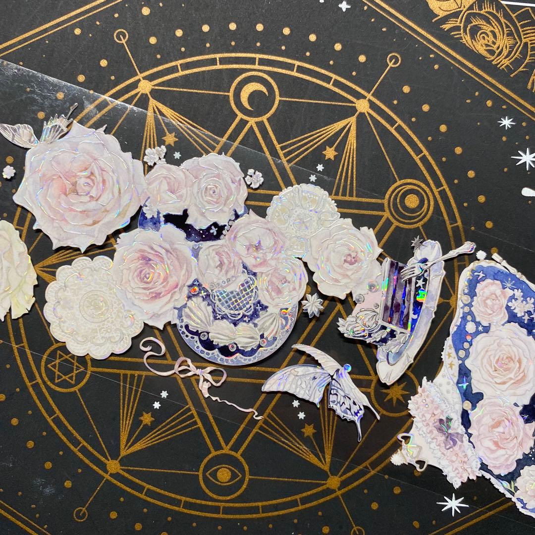 【9259】海外　マステ　中古巻　貝殻光マスキングテープ　お花　装飾系