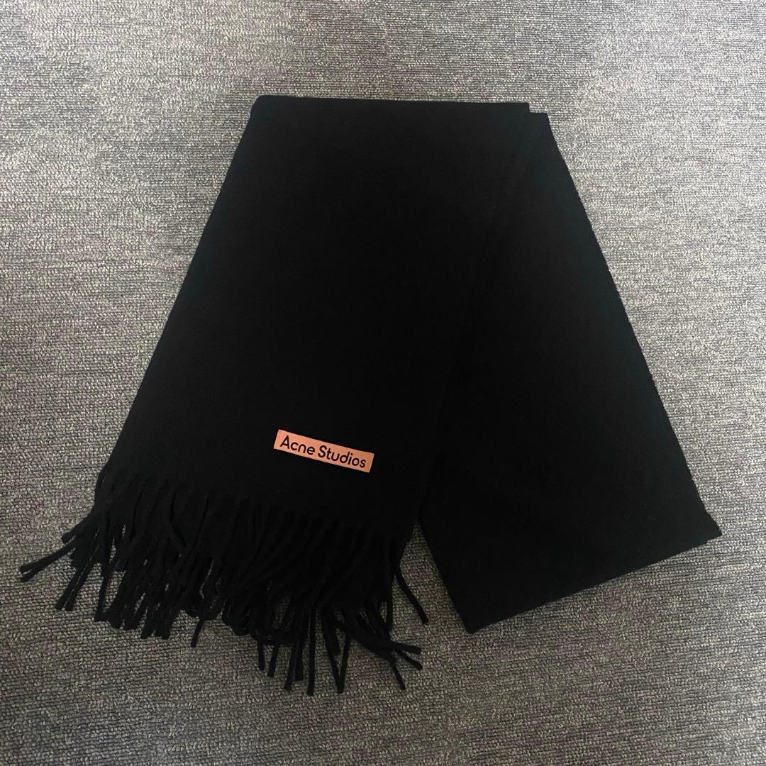 【yu】Acne Studios ウール マフラー ブラック 黒