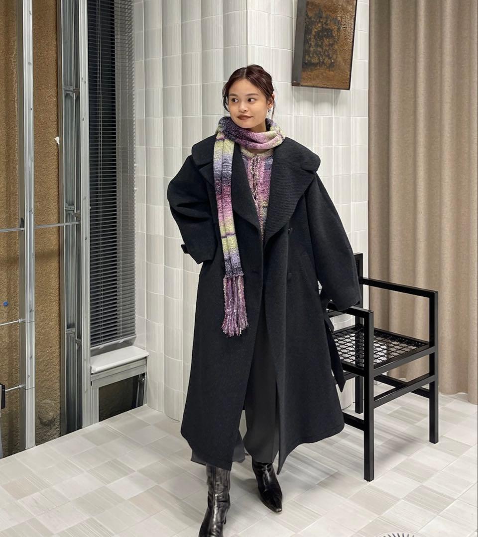 アメリ　BIG ROUND COLLAR WOOL LONG COAT