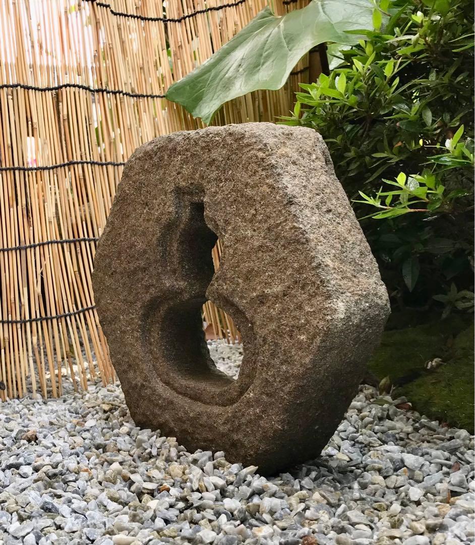 【天然石・瓢箪模様・屋上テラス灯篭・オブジェ・坪庭石灯篭・露地庭灯篭】造園水石