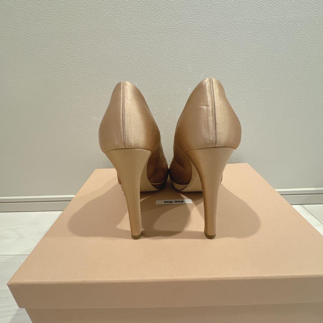miu miu 36.5 ハートビジュー ハイヒール オープントゥ