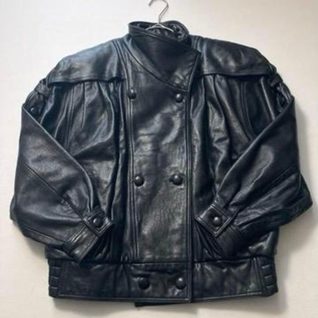 【美品】VINTAGE　90s 本革 レザージャケット 短丈 黒 日本製 y2k