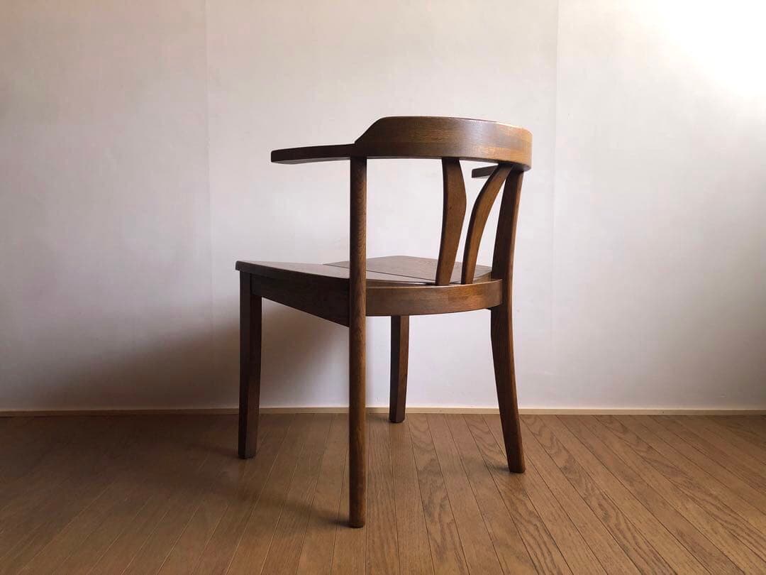 飛騨家具 浜本工芸 アームチェア④ 肘掛け 安楽椅子 楢無垢材 民藝 昭和レトロ