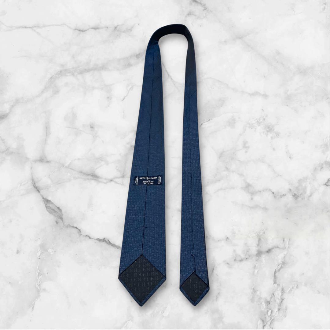 【箱付き】HERMES エルメス　ネクタイ　ファソネ　青 ZINGARO東京