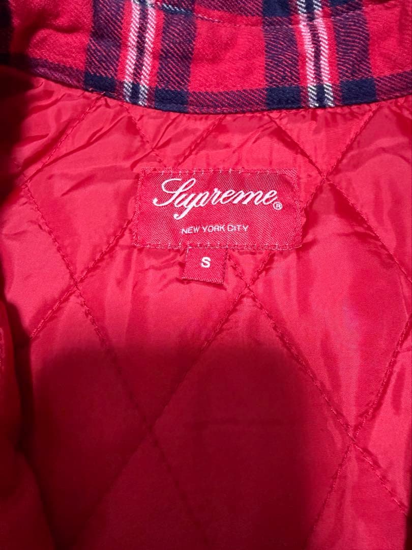 トップス supreme arc logo quilted flannel shirt