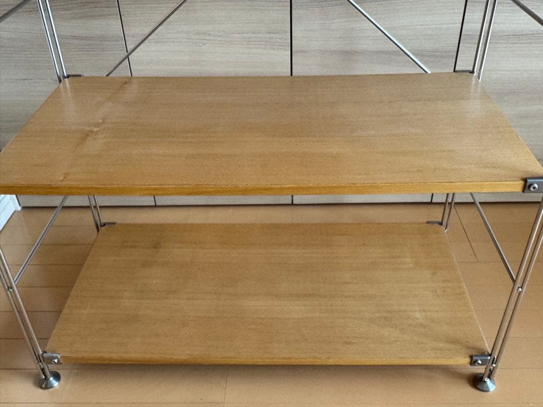 無印良品 ステンレスユニットシェルフ タモ材棚セット　ワイド　中