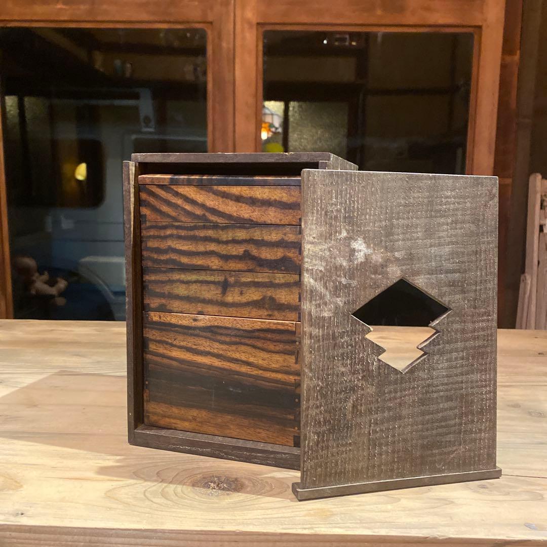 戦前 木製 仕出し弁当箱 透かし彫り 屋号入り 古道具