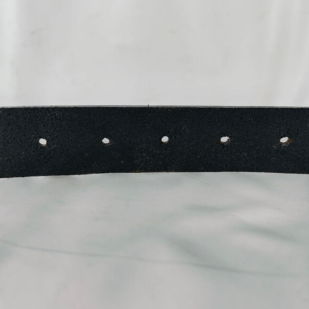 【美品】シルバープレートバックル × ブラックドレスベルト 高級極厚ステアベルト