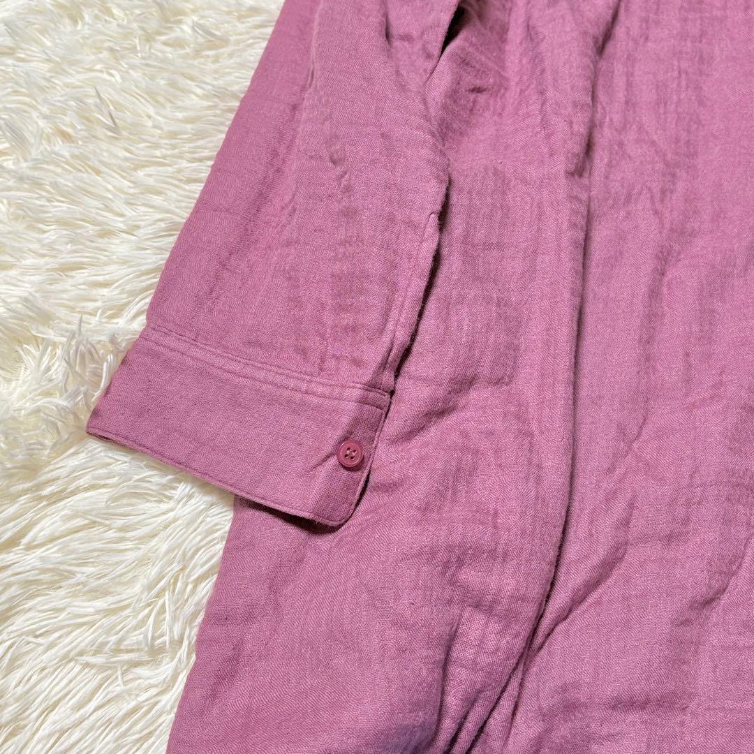 新品　UCHINOウチノ　マシュマロガーゼ　 シャツワンピース　ダークピンク　M