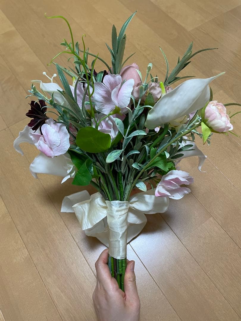 アーティシャルフラワー ブーケ&ブートニア　くすみピンク系　韓国風　結婚式