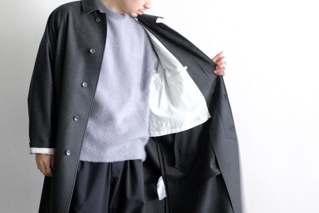 ATON WOOL FLANNEL BALMACAAN COAT アウター
