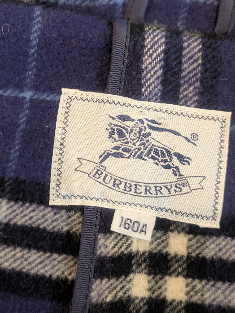 Burberry バーバリーズ　ダッフルコート　フード　ノバチェック　紺