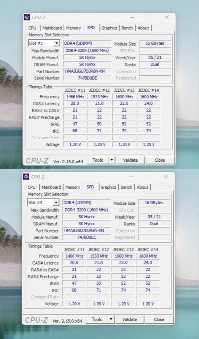 SKHYNIX DDR4 3200 ECC Unbuffered 16GBx2枚