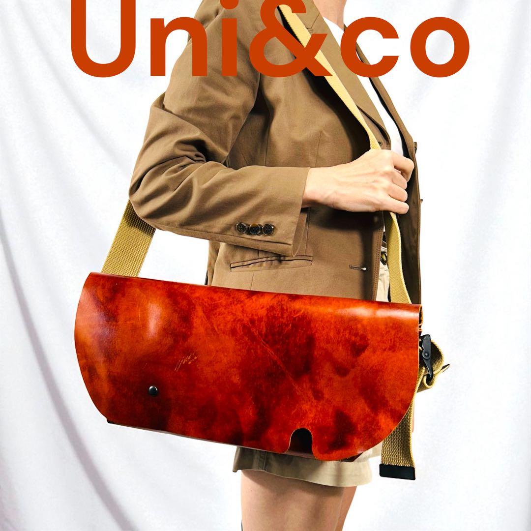 Uni&co. ユニアンドコー　ブラウンレザー メッセンジャーバッグ