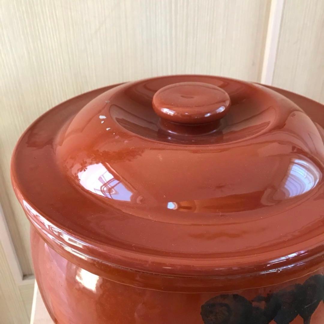【8号かめ 】久松窯 丸かめ 蓋付き 梅干保存陶器 味噌　漬物保存陶器　業務用