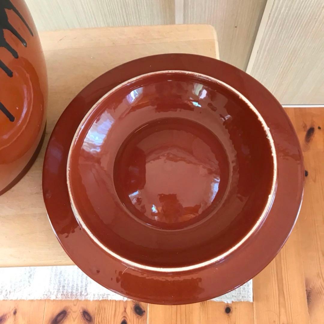 【8号かめ 】久松窯 丸かめ 蓋付き 梅干保存陶器 味噌　漬物保存陶器　業務用