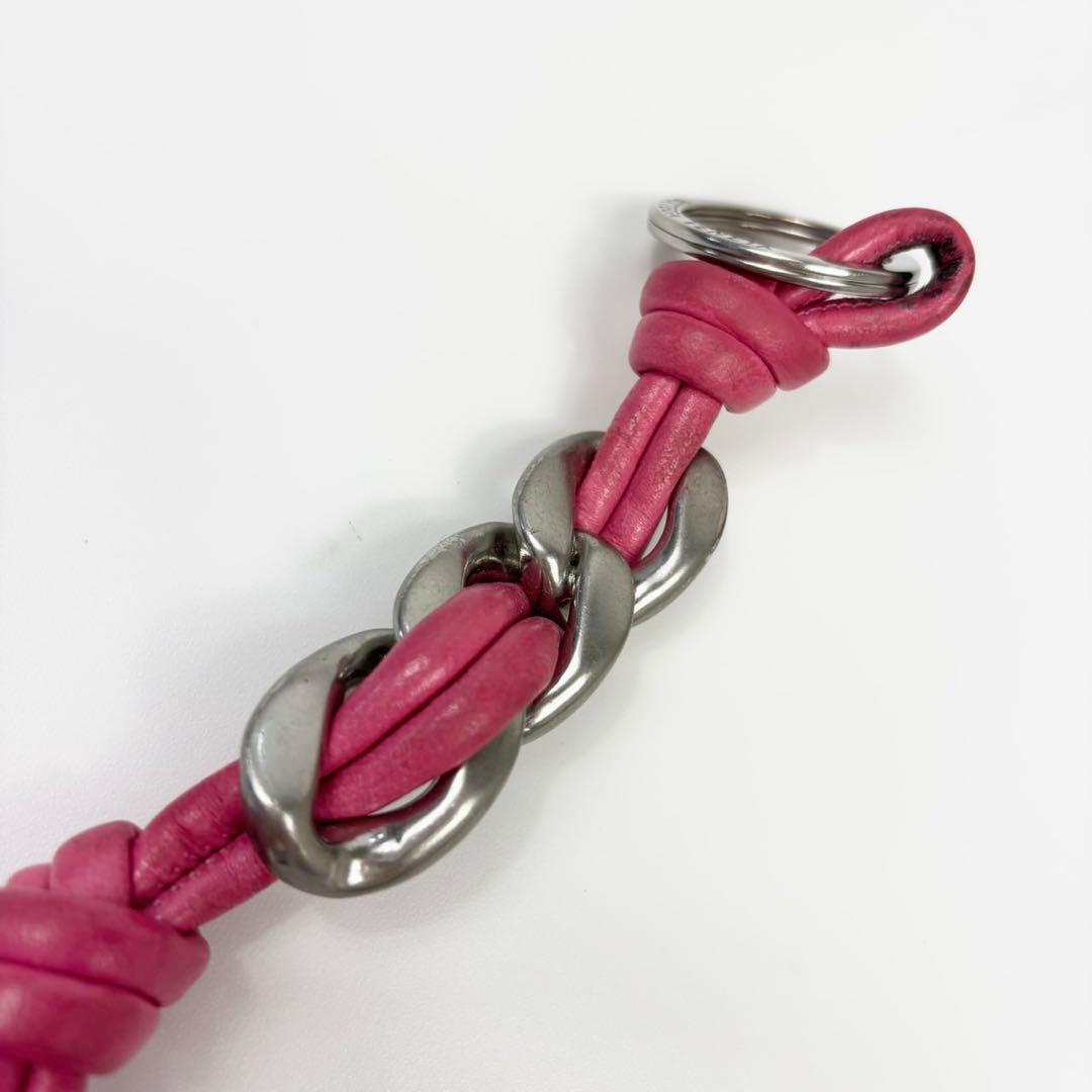 ボッテガヴェネタ ノット ツイスト レザー キーリング ピンク　保存袋