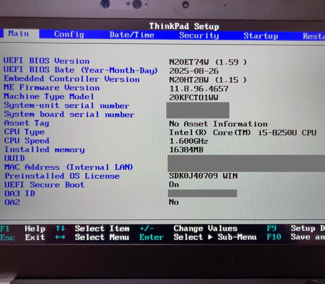【SSD難有】ThinkPadX280 Mem16GB SSD1TB Win11