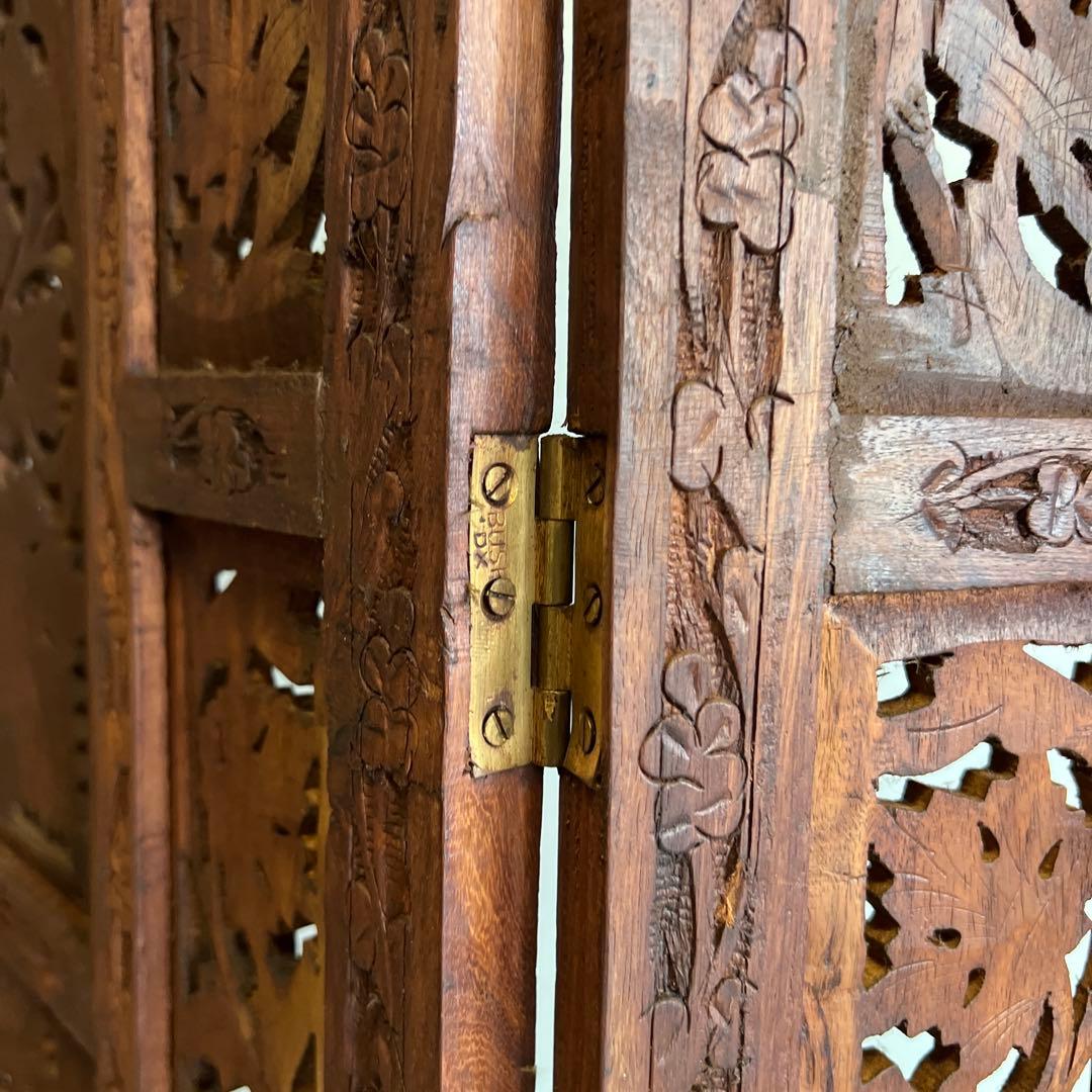 アジアン家具 彫り アンティーク パーテーション 木製 衝立 vintage