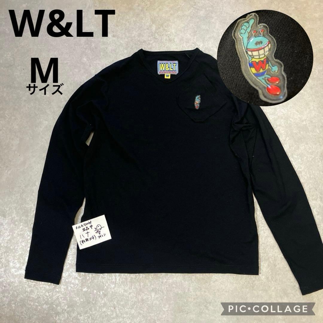 W&LT、パクパク、長袖Tシャツ、カットソー、ブラック、M