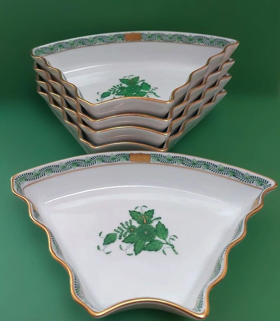 【ヘレンド】アポニーグリーン　台形　鉢　皿　5枚