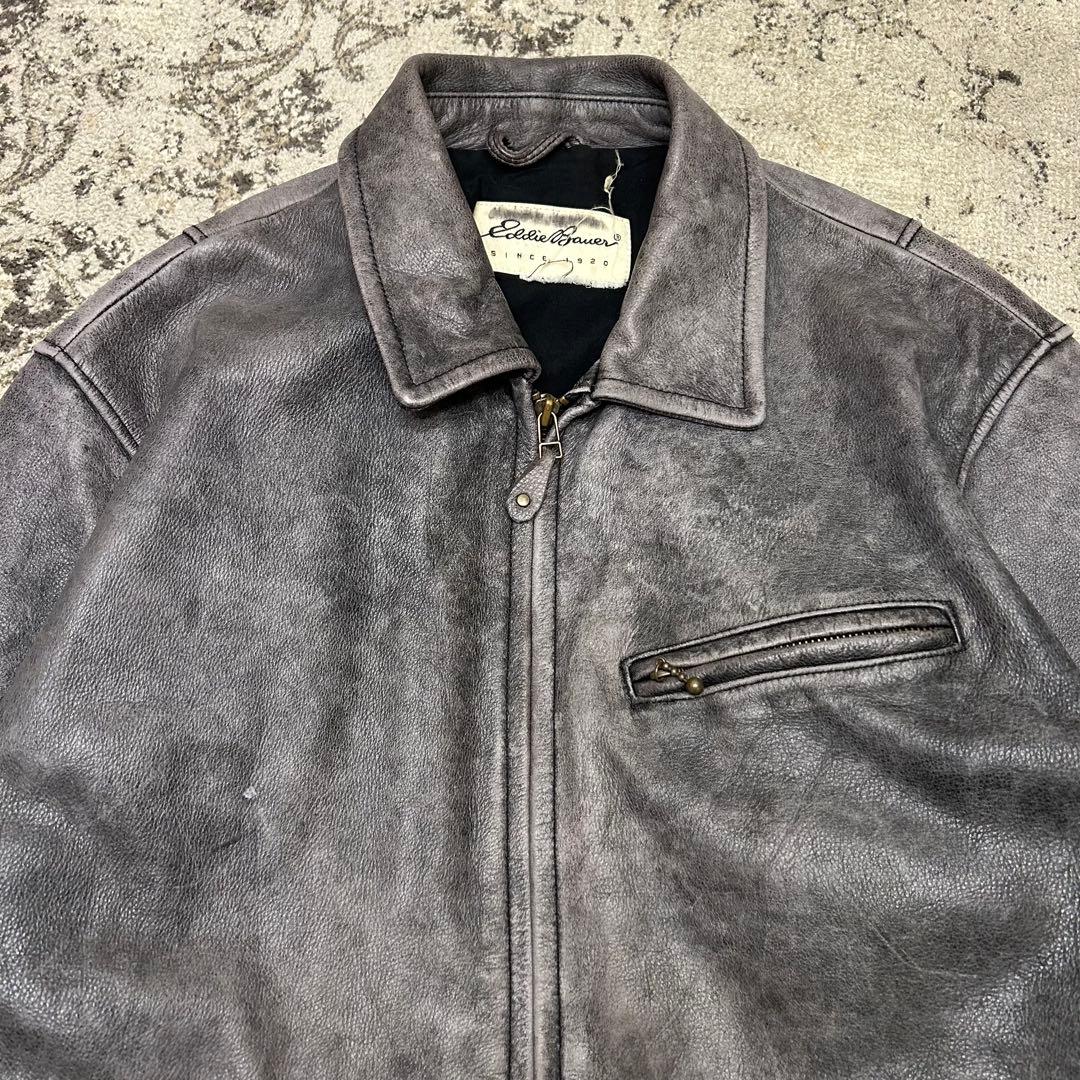 Eddie Bauer エディバウワー 白タグ レザージャケット　牛革　カウ